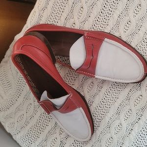 Men's red and white Penny loafer